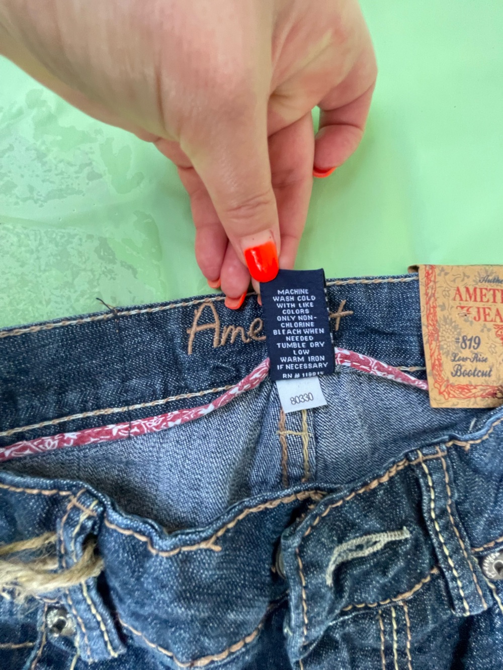LOW RISE Y2K AMETHYST VINTAGE  BLUE JEANS NEW WITH TAGS SIZE 0 JUNIORS - Picture 11 of 14